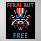 7月4日フェラルだが自由な愛国的なアライグマおもしろい ポスター (正面)