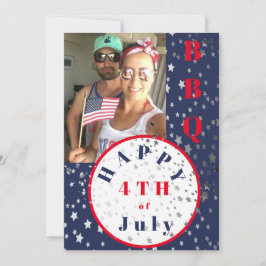 7月4日フォト赤白青スターBBQ 招待状