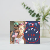 7月4日フォト赤白青バンティング ポストカード (スタンド正面)