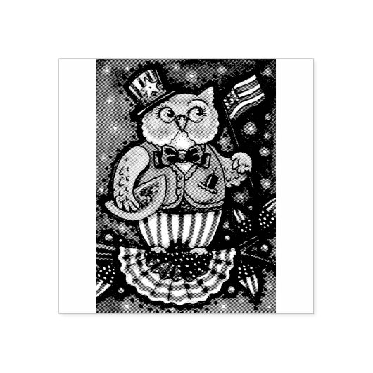 7月4日フクロウ鳥ゴム印 ラバースタンプ (インプリント)
