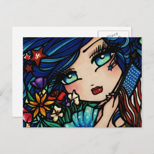 7月4日フラッグスターマーメイドファンタジーはがき ポストカード (正面/裏面)