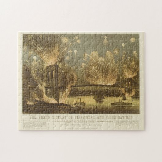 7月4日ブルックリン橋で花火 ジグソーパズル (横)