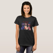 7月4日ブルドッグフランスのアメリカ犬国旗 Tシャツ (正面フル)