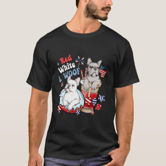 7月4日ブルドッグフランスのフランス赤白と Tシャツ