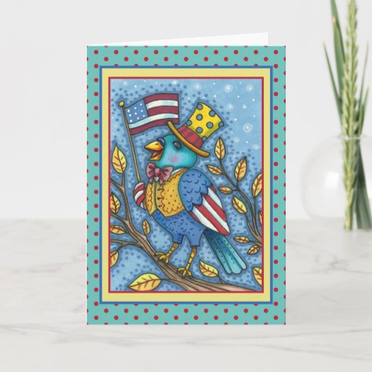 7月4日ブルーバードツイート米国旗空白の シーズンカード (正面)