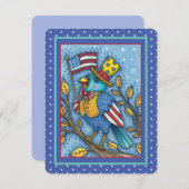 7月4日ブルーバードツイート、アメリカ国旗のフラット シーズンカード (正面/裏面)
