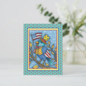 7月4日ブルーバードツイート、アメリカ国旗 シーズンポストカード (スタンド正面)