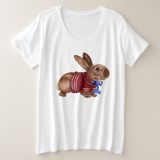 7月4日プラスサイズTシャツ(うさぎ) プラスサイズTシャツ (デザイン正面)