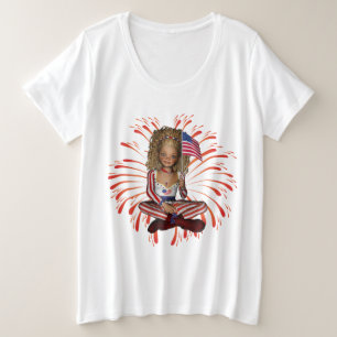 7月4日プラスサイズTシャツ(フラグ付き) プラスサイズTシャツ