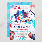 7月4日プールバースデーパーティカスタムー 招待状 (正面/裏面)