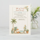7月4日プールパーティの招待状エレガント- Line 招待状 (スタンド正面)