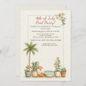 7月4日プールパーティの招待状エレガント- Line 招待状 (正面/裏面)