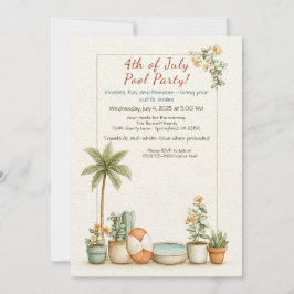 7月4日プールパーティの招待状エレガント- Line 招待状