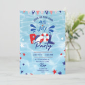 7月4日プールパーティの招待状編集可能スイム 招待状 (スタンド正面)