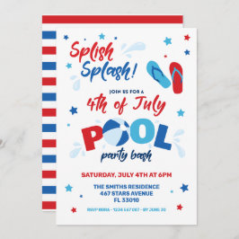 7月4日プールパーティの招待状 招待状