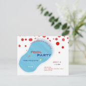 7月4日プールパーティービーチサンダル招待状はがき インビテーションポストカード (スタンド正面)