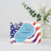 7月4日プールパーティーフラグ招待状はがき インビテーションポストカード (スタンド正面)