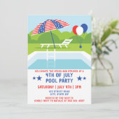 7月4日プールパーティー星とストライプモダン 招待状 (スタンド正面)