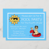 7月4日プールパーティー(雄の赤い内管) 招待状 (正面/裏面)
