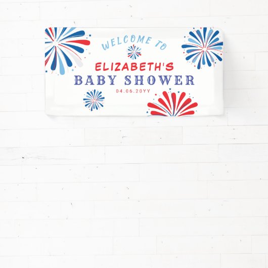 7月4日ベビーシャワーへようこそ 横断幕 (インサイチュ)