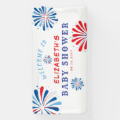 7月4日ベビーシャワーへようこそ 横断幕 (縦)