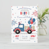 7月4日ベビーシャワーベビー-Qベビーシャワー7月BBQ 招待状 (スタンド正面)