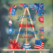 7月4日ベビーシャワー男女兼用へようこそ アクリルサイン (ニュートラル)