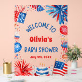 7月4日ベビーシャワー男女兼用へようこそ アクリルサイン (ウェディング)