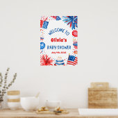 7月4日ベビーシャワー男女兼用へようこそ ポスター (キッチン)