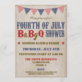 7月4日ベビーシャワー赤白青 招待状