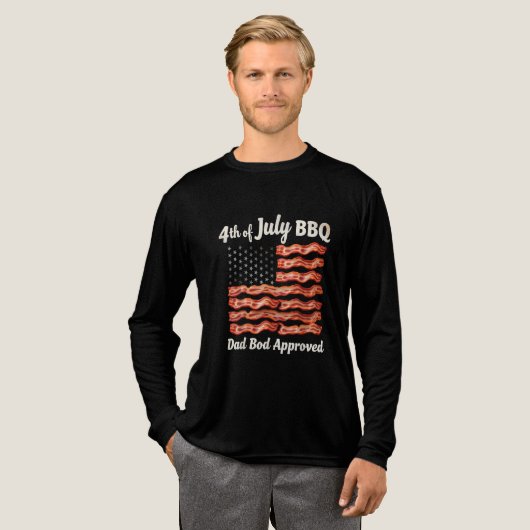 7月4日ベーコン国旗BBQパパUSA トライブレンドTシャツ (正面全体)