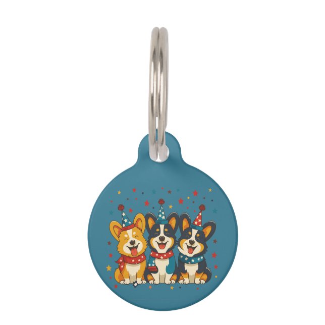 7月4日ペンブロークウェルシュコーギードッグ ペット　ネームタグ (正面)