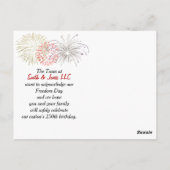 7月4日ホットドッグお祝い ポストカード (裏面)