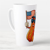 7月4日ホットドッグ愛国おもしろい米国国旗 カフェラテマグ (左アングル)