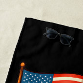 7月4日ホットドッグ愛国おもしろい米国国旗 ビーチタオル (インサイチュ)