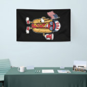 7月4日ホットドッグ愛国おもしろい米国国旗 横断幕 (トレードショー)