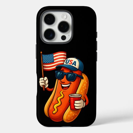 7月4日ホットドッグ愛国おもしろい米国国旗 Case-Mate iPhoneケース (裏面)