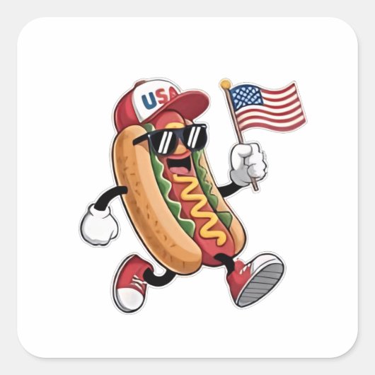 7月4日ホットドッグ アメリカ独立1776 スクエアシール (正面)