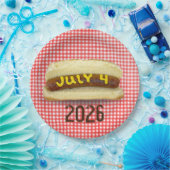 7月4日ホットドッグ・オン・ジンガム・ナプキンス ペーパープレート (パーティー)