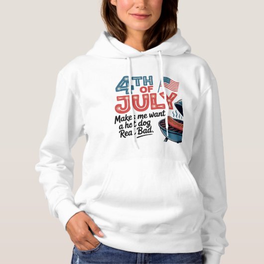 7月4日ホットドッグBBQデザイン パーカ (正面)