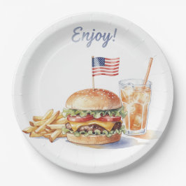 7月4日ホットドッグBBQパーティー紙皿 ペーパープレート