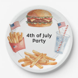 7月4日ホットドッグBBQパーティー紙皿 ペーパープレート