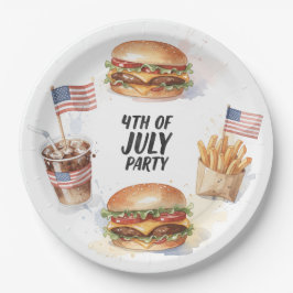 7月4日ホットドッグBBQパーティー紙皿 ペーパープレート