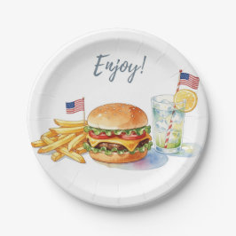 7月4日ホットドッグBBQパーティー紙皿 ペーパープレート