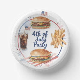 7月4日ホットドッグBBQパーティー紙皿 ペーパーボウル