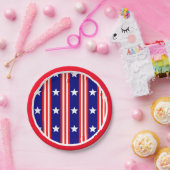 7月4日ホワイトスターズと赤と白ストライプ ペーパープレート (パーティー)