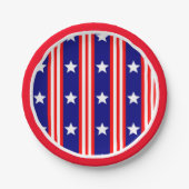 7月4日ホワイトスターズと赤と白ストライプ ペーパープレート (正面)