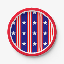 7月4日ホワイトスターズと赤と白ストライプ ペーパープレート