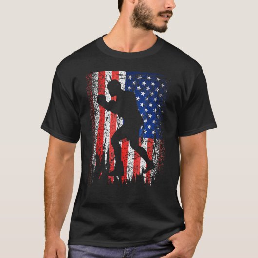 7月4日ボクシングパトリオ動揺してヴィンテージ米国国旗 Tシャツ (正面)