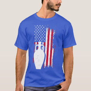 7月4日ポット彫刻米国旗の陶器時代 Tシャツ